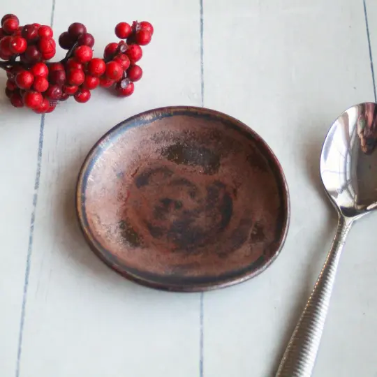 Copper Metallic Spoon Rest, Handcrafted Spoon Dish for your Coffee Station, Made in USA