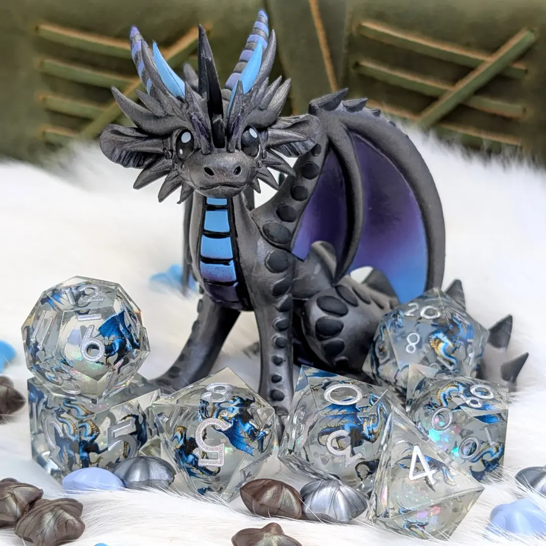 Liquid Core Dragon DnD Dice Set - Blue Dragon - Abazigal