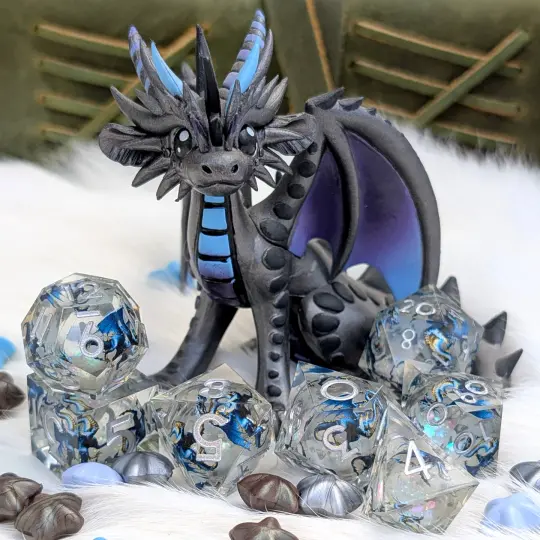 Liquid Core Dragon DnD Dice Set - Blue Dragon - Abazigal