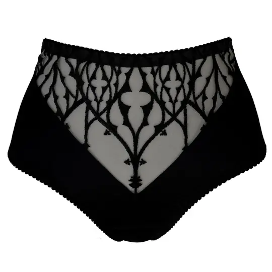 SANCTUARY EMBROIDERY HIGH WAIST BRIEF (BLACK)
