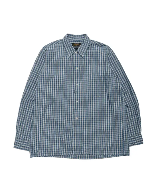Beams Plus Open B.D. Indigo Dobby Plaid Blue