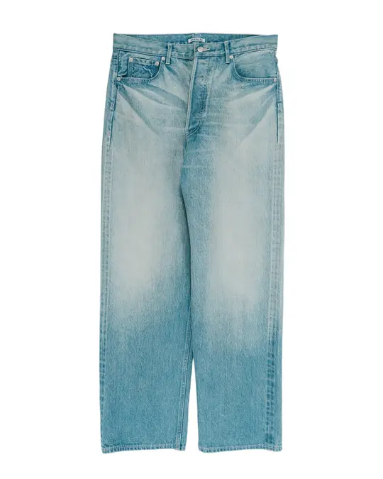 Auralee Selvedge Faded Heavy Denim Wide Pants Faded Indigo
