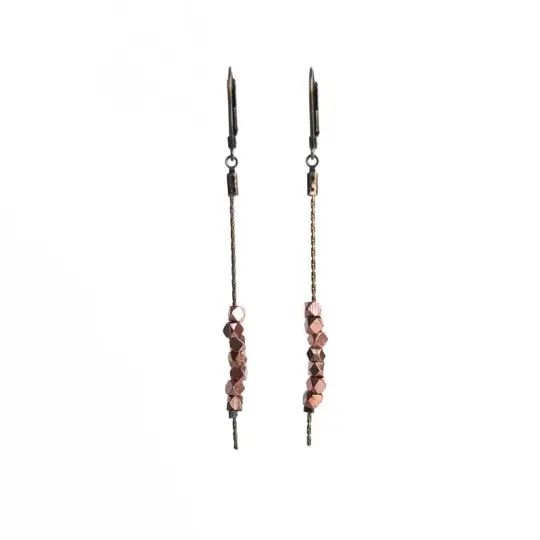 Faceted Bead Earrings - Copper Plated