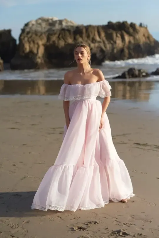 Elegant Blush Pink Prom Dress A-Line Bateau Corset Maxi Evening Dress RS707