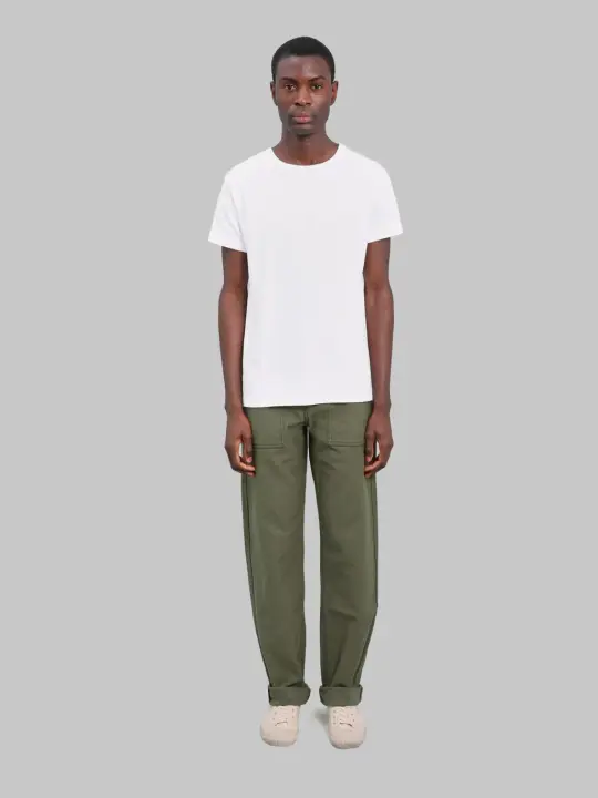 Samurai Jeans SJ52BP 15oz Heavy Weight Back Satin Baker Pants Olive