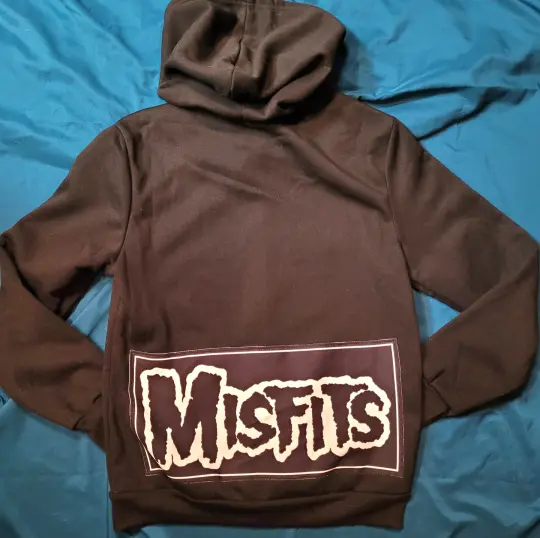 The Misfits zip front patch hoodie sweatshirt, size S. Black full zip hoodie sweatshirt size S