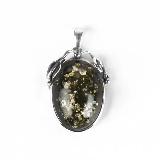 Glittering Green Amber Pendant