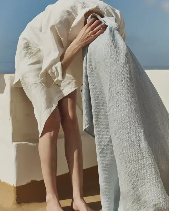 Large linen waffle bath towel