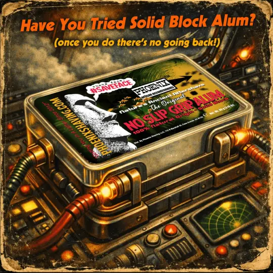 Phoenix Shaving SOLID BLOCK No Slip Grip Alum | Nature's Ancient Aftershave! | 3.17 oz [90 Grams] | W/ Rubber Grip Band & Recyclable Plastic Travel Case!