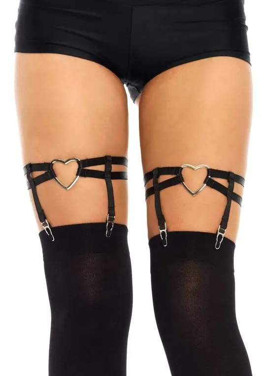 Joni Garter Suspender with Heart - Gothic Leg Accessory - Romantic Goth Fashion