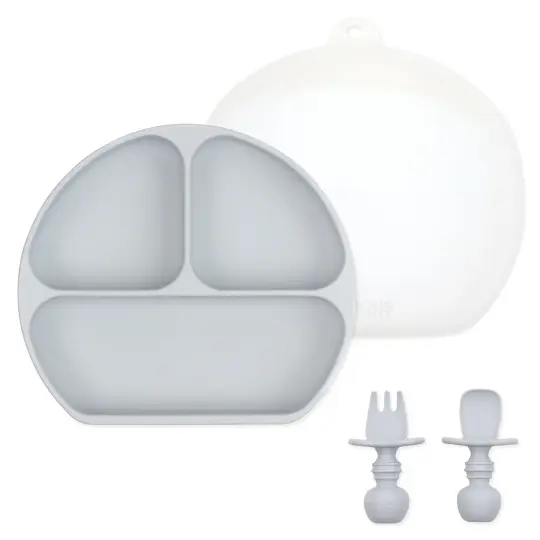 Grip Dish Essential Infant 4-Piece Mealtime Set: Gray