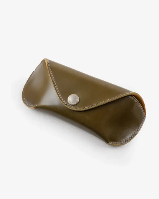 Gizemo Leathers Shell Cordovan Glasses Case - Olive