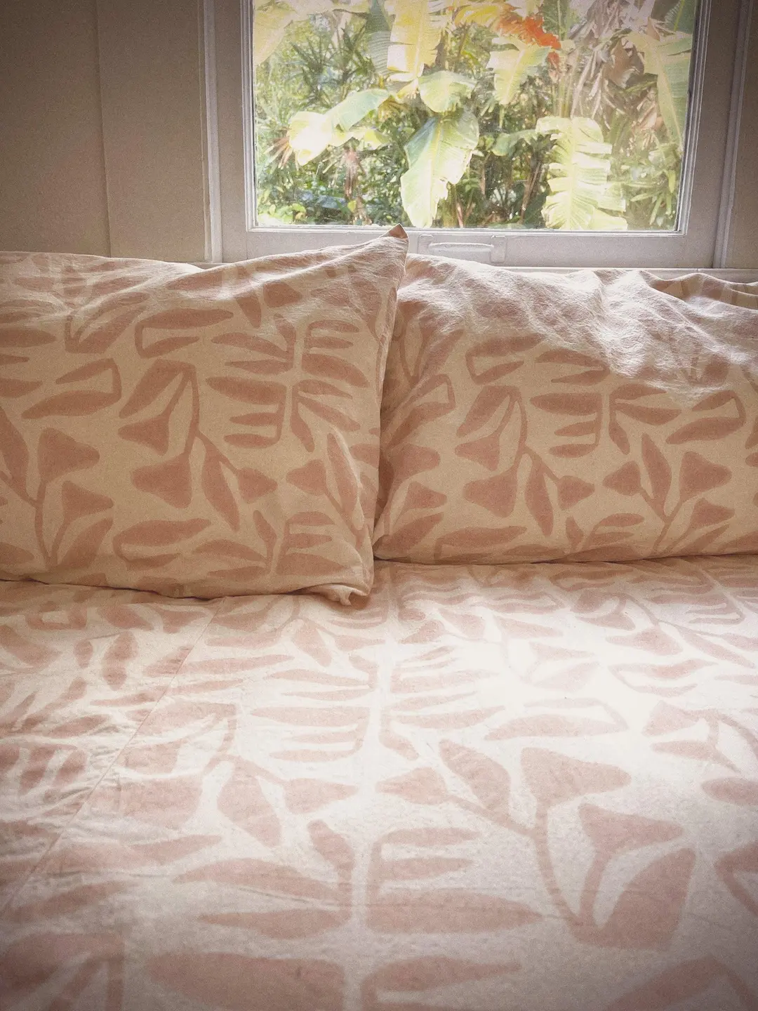 Botanical Block Print Pillow Sham: Natural Cotton