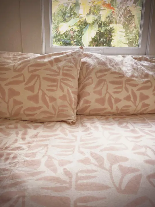 Botanical Block Print Pillow Sham: Natural Cotton