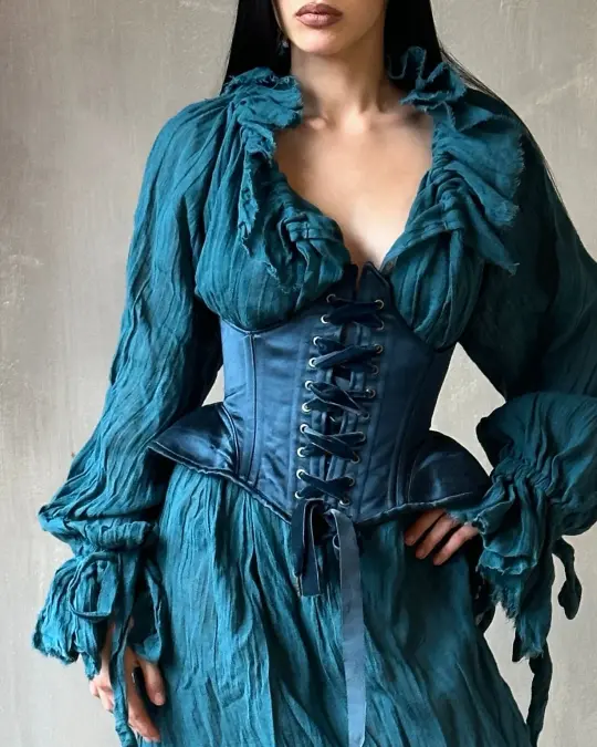 Sample Sale: Teal Silk Pannier Underbust (25-28" Waist)