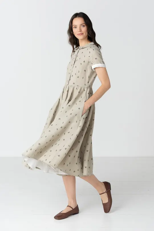 Classic – Short Sleeve Peter Pan Collar Linen Dress