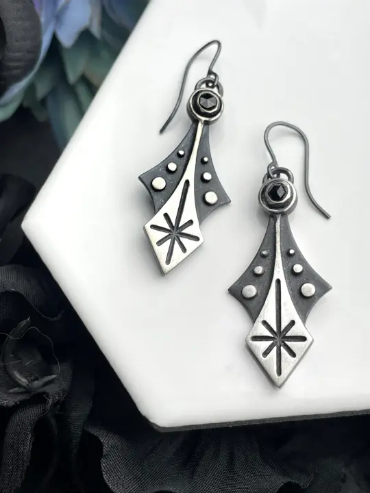 Mid-Century "Cascade" Earrings with Black Spinel