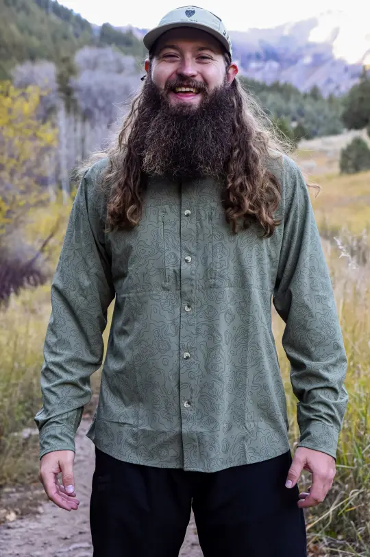 Triple Crown Button Down Long Sleeve | Green Topo