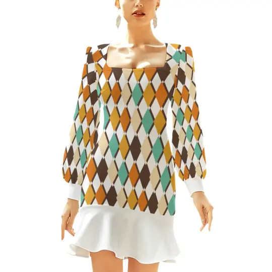 Retro Women's Ruffle Hem Skinny Dress