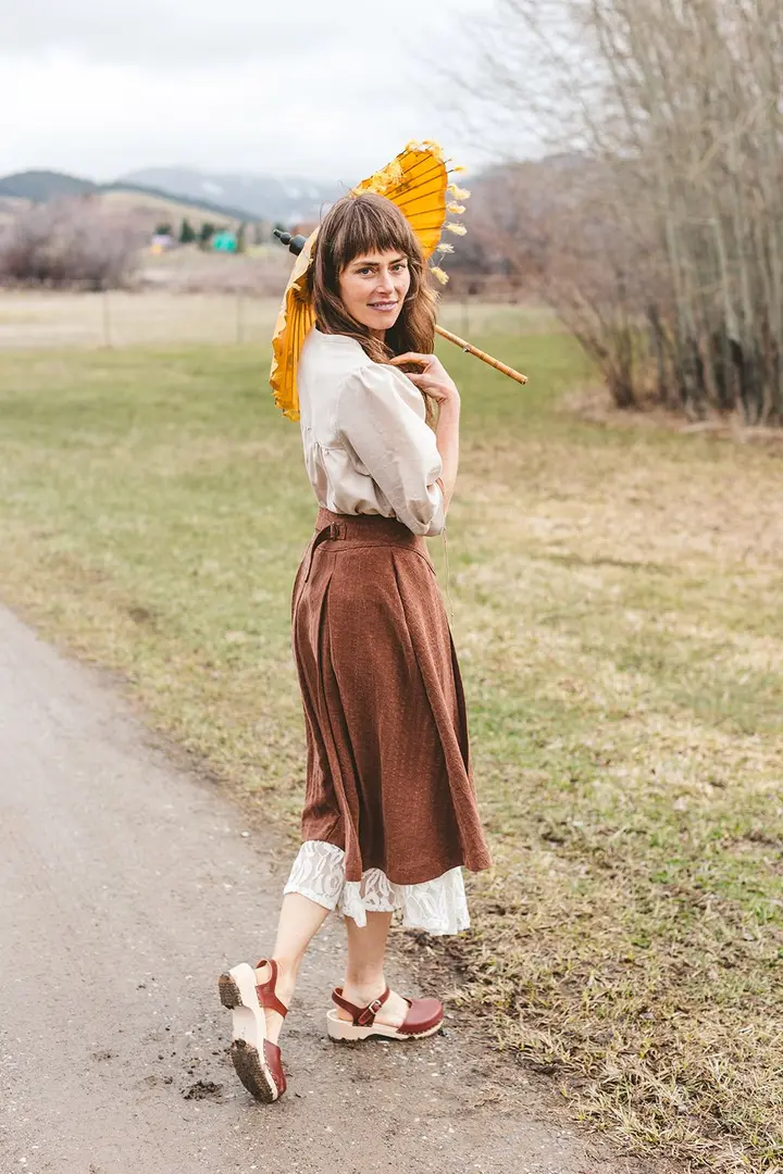 Lacey Jean Skirt in Burdock Root-Small Left!