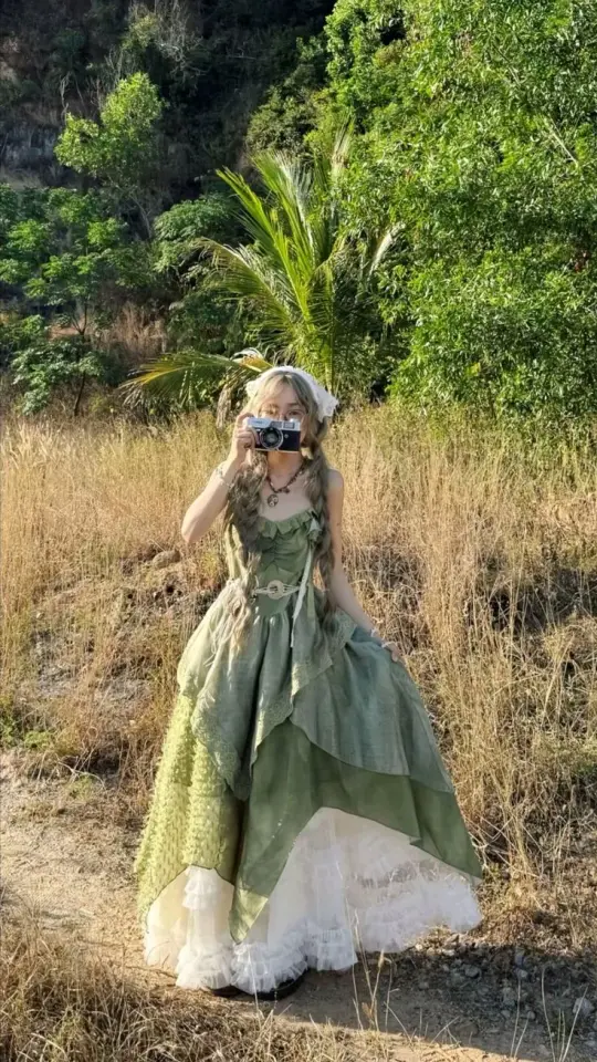 Fresh Puffy Tiered Women's Prom Gown Bud Green Waist Fitted Maxi Evening Dress Birthday Dress — Fall Outfit 2026 New  RS3297