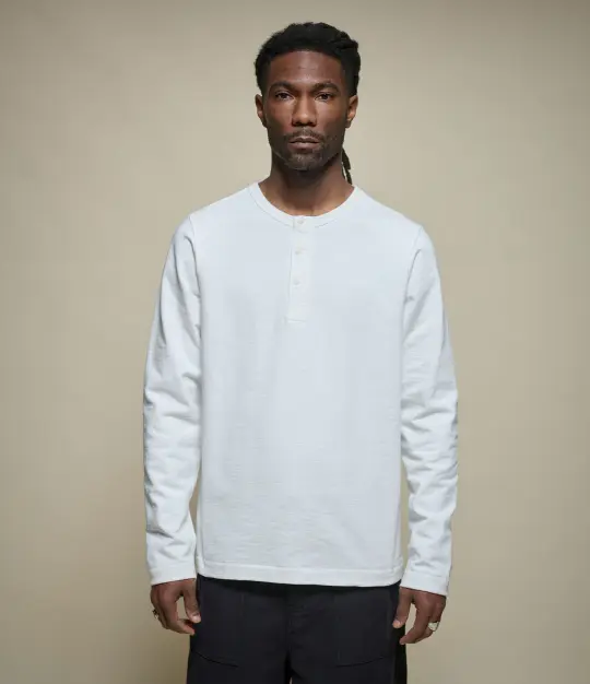 2S08 Loopwheeled Relaxed Fit Heavyweight Long Sleeve Henley