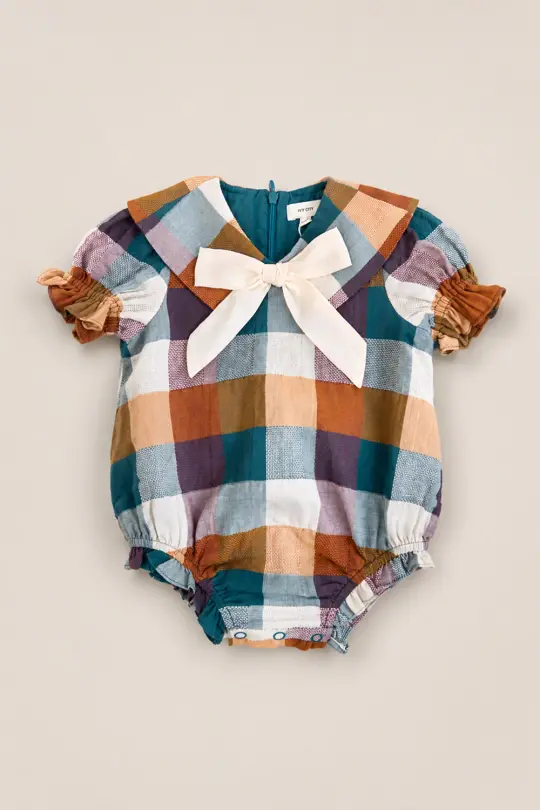 Baby Alice Romper in Maize Gingham