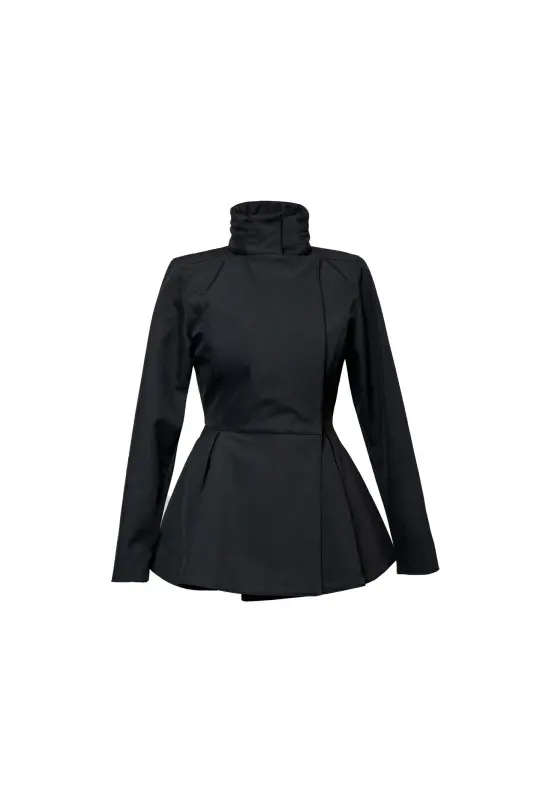 Double Breasted Jacket with Detachable Hood in Black | Evening Blush