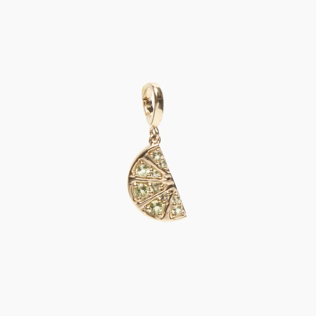 Gold Peridot Lime Wedge Charm
