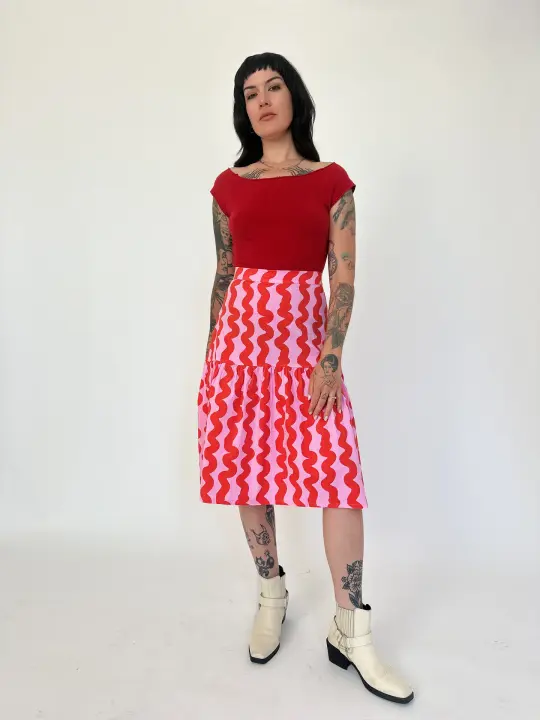 Gail Skirt Pink Squiggle
