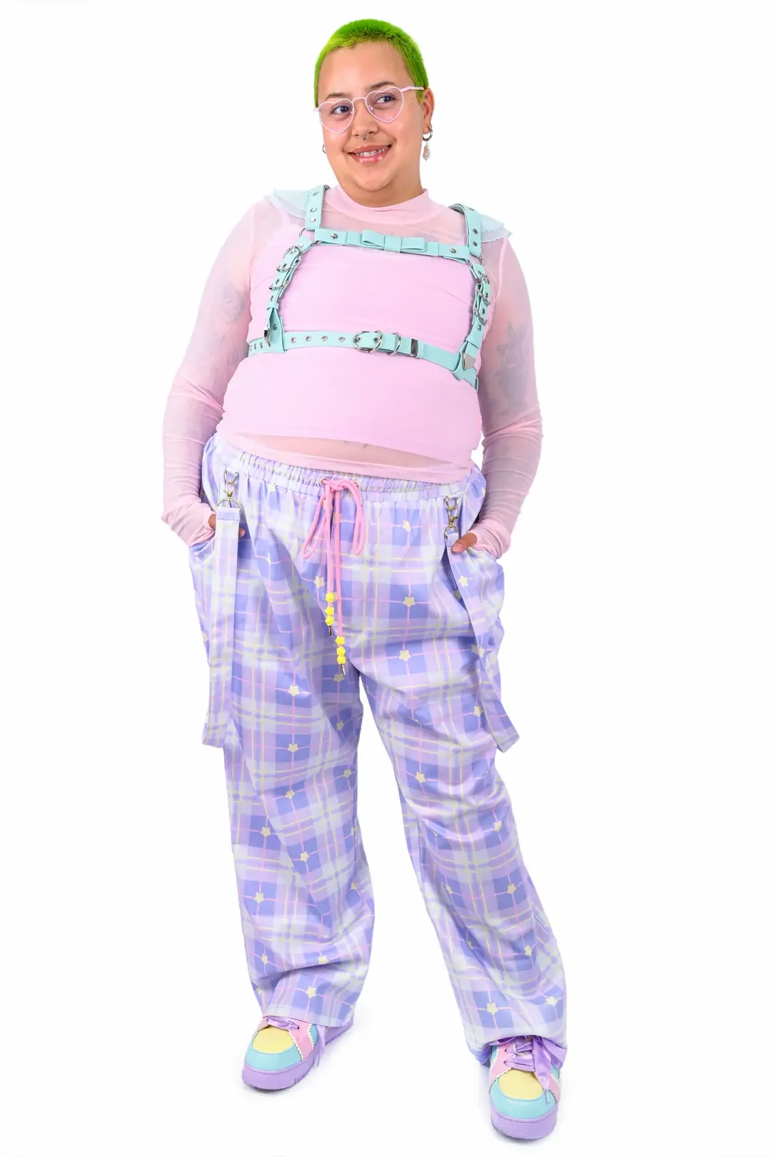 Dreamy Star Plaid Pants - Periwinkle