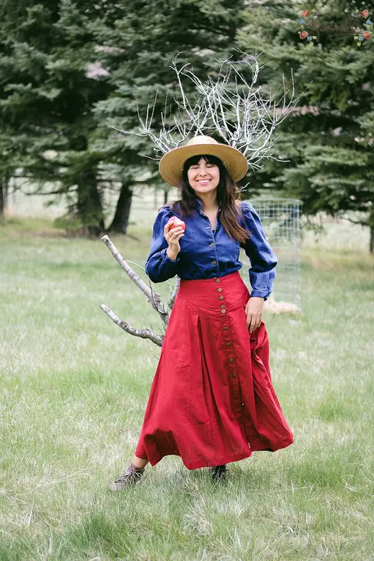 Linen Lacey Jean Skirt in Brandywine-3X
