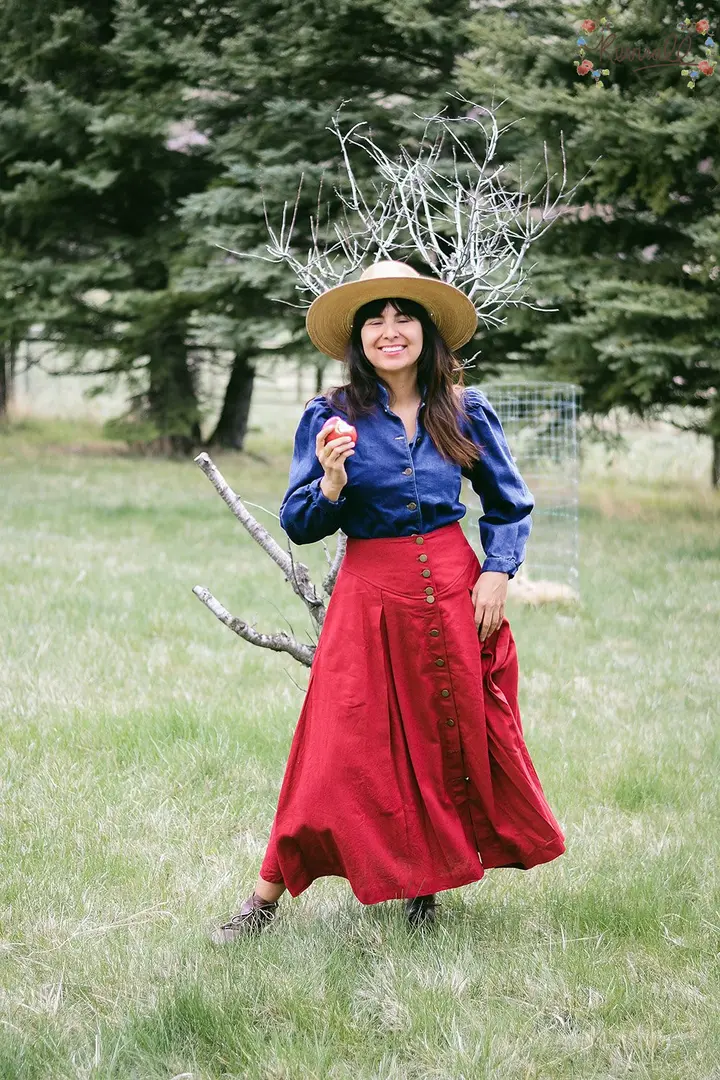 Linen Lacey Jean Skirt in Brandywine-3X