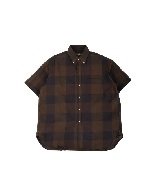 Beams Plus B.D. Classic Fit Cotton Linen Cord Check Black/Brown