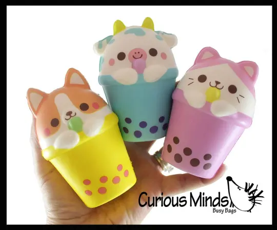 1 Animal Drinking 4" Bubble Tea Drink Slow Rise Squishy Toys