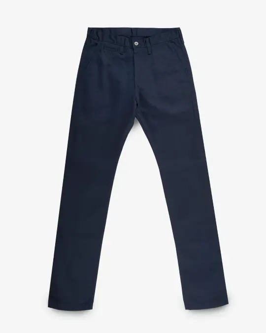 9oz Mercerised Selvedge Cotton Relaxed Tapered Cut Chinos - Navy