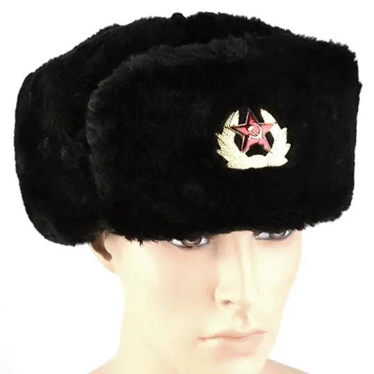 Wool Black Soviet Shapka Ushanka Hat