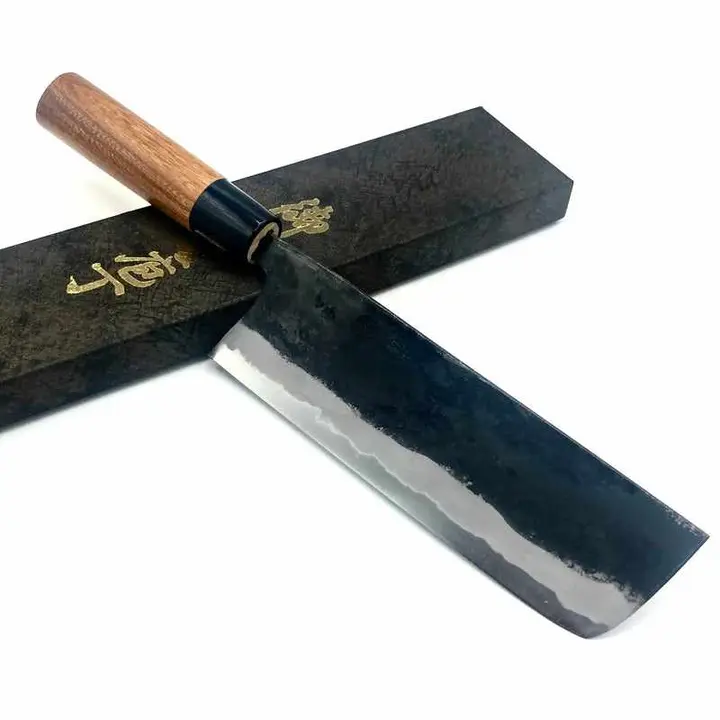 Kyohei Shindo Warikomi Blue #2 Kurouchi 165mm Nakiri with Keyaki Wa Handle and Plastic Ferrule