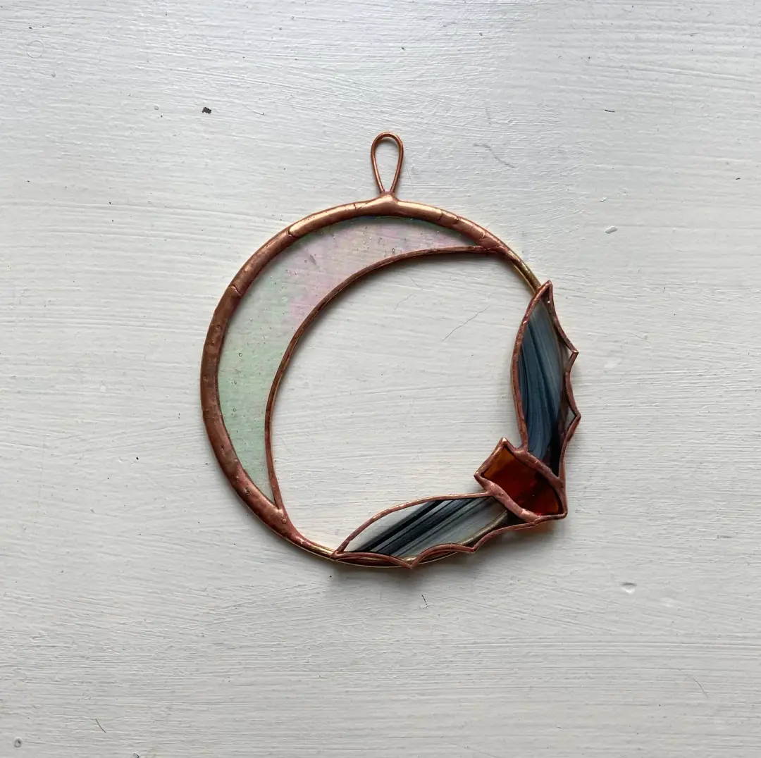 Bat and Iridescent Moon Wreath