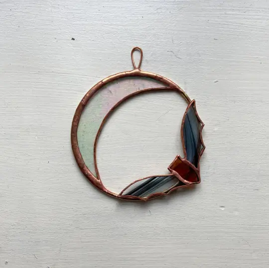 Bat and Iridescent Moon Wreath