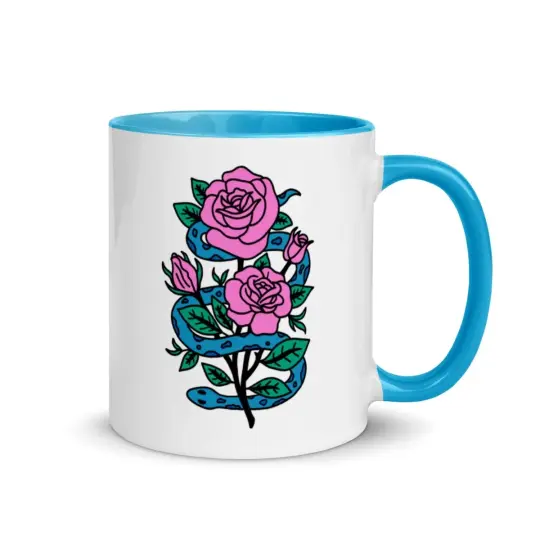 Snake and rose mug