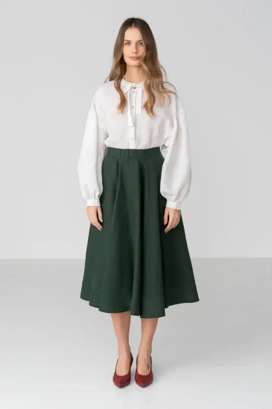 Classic – Full-Circle Linen Midi Skirt