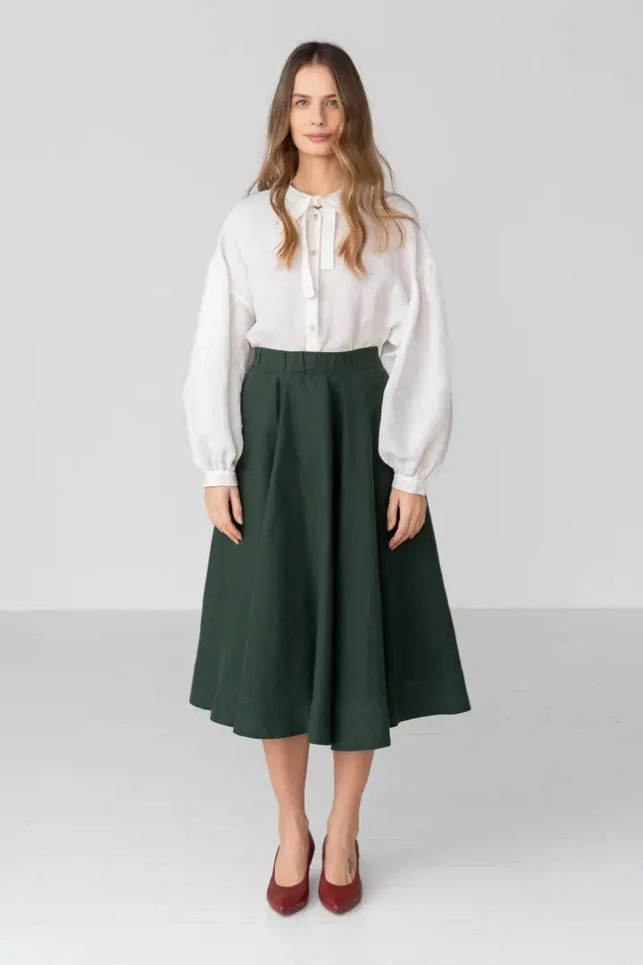 Classic – Full-Circle Linen Midi Skirt