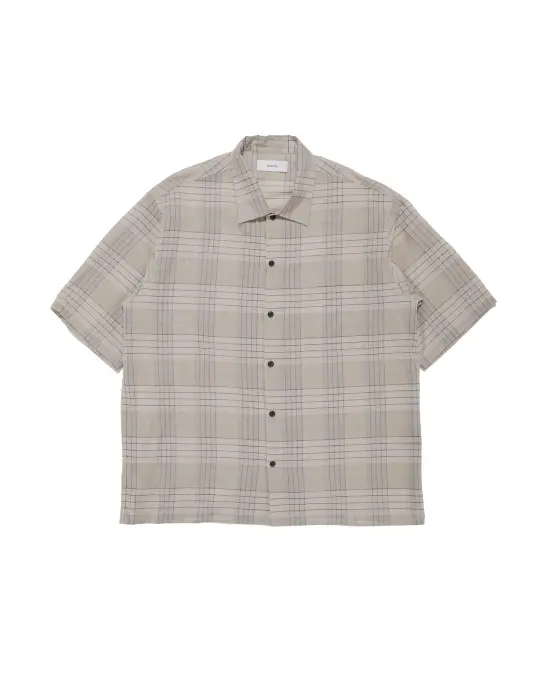marka Open Collar S/S Shirt Organic Cotton High Twisted Loan Sage Check