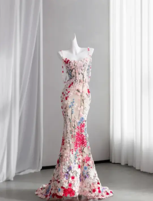 Mermaid Applique Tulle Women's Prom Gown Colorful Corset Maxi Birthday Dress — Fall Outfit 2026 New RS3132