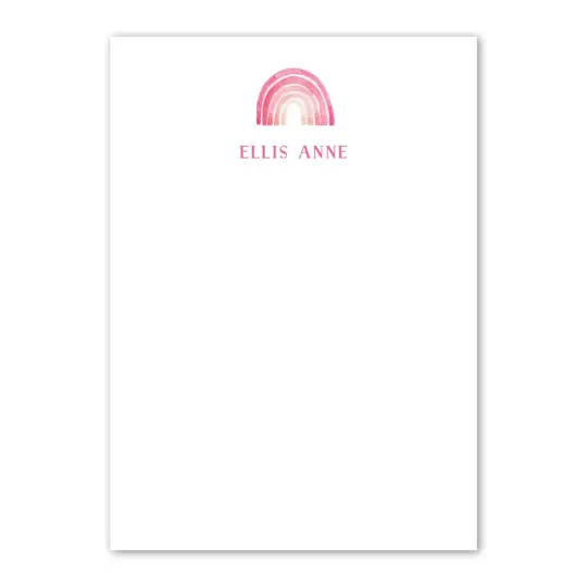 Girls Watercolor Pink Rainbow Custom Notepad