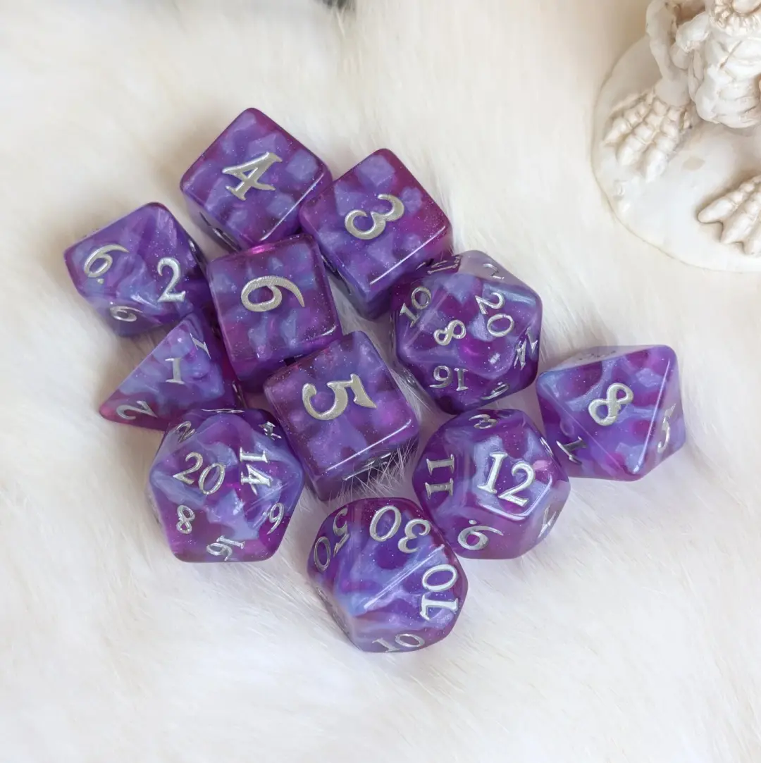 Witch Bolt - Fuchsia Purple Resin Dice Set (11-Piece)