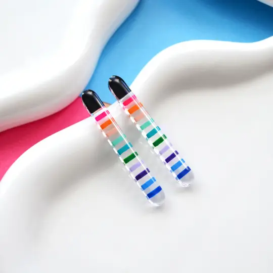 Rainbow Stripes Resin Bar Stud Earrings