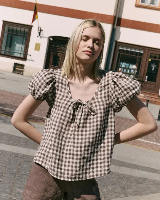MILOS puff sleeve linen blouse