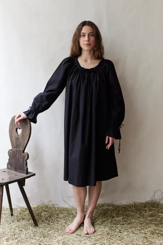 Chemisier long 'Cosima' à manches longues noir